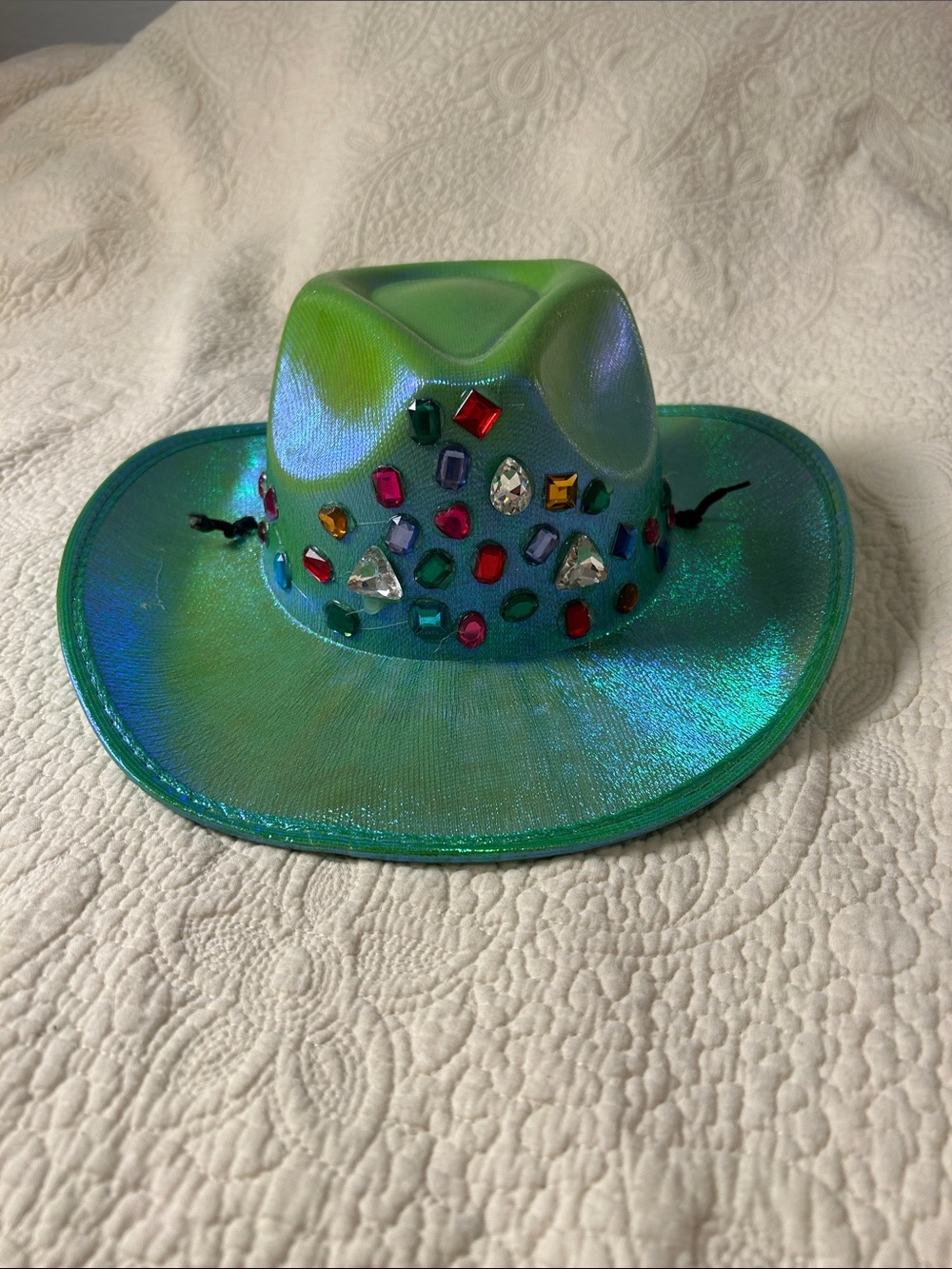 Iridescent Green Jeweled Women's Cowboy Hat